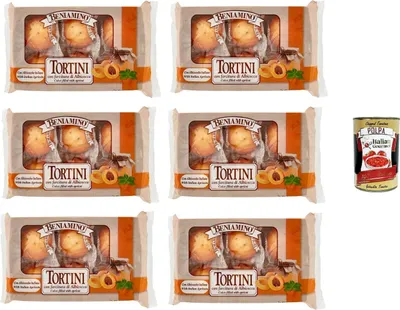 Produktbild von Beniamino Tortini con farcitura di Albicocca mit Aprikosenfüllung 6x 250gr + Italian Gourmet polpa 400g