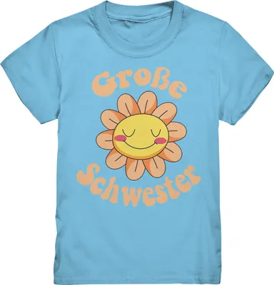Produktbild von Große Schwester Shirt Blume Große Schwester Geschenk – Sky Blue / 122/128 (7-8)