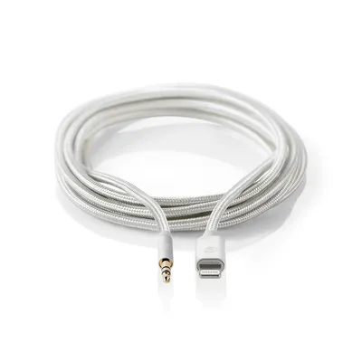 Produktbild von Nedis Lightning-Adapter - Apple Lightning 8-Pin - 3.5 mm Stecker - Vergoldet - 1.00 m - Rund - Nylon - Verpackung mit Sichtfenster