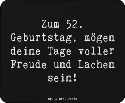 Produktbild von Mr. & Mrs. Panda Mouse Pad Spruch 52. Geburtstag Freude - Schwarz - Geschenk, Mousepad, Happy Birthday, mousematte, 52 Jahre, Freundschaft, Alter, Mauspad, laptop