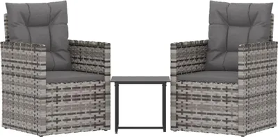 Obrázek produktu pro vidaXL 3dílná zahradní lounge souprava s polštáři Poly Rattan Grey
