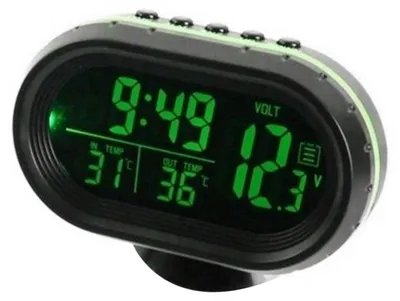 Obrázek produktu pro Autotermometr, digitální hodiny, 12 V DC, automobil, s LED podsvícením, auto, duální zobrazení teploty, voltmetr, tester napětí