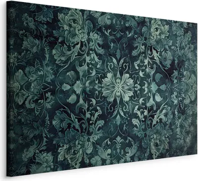 Produktbild von Vlies Leinwandbild - Oriental Pattern Carpet: Emerald Ornaments and Worn Patterns 30x20 cm Muster p-H-10001-b-a