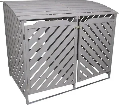 Produktbild von Containerumbau – Abfallbehälterverkleidungen – Gartenreinigung – Verriegelbare Türen – 2 x 240-Liter-Mülltonnen – Grau