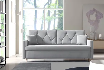 Produktbild von Schlafsofa ZONI 217x85 cm mit Schlaffunktion und Bettkasten, komfortabel skandinavisches Sofa, Farbe: Grau