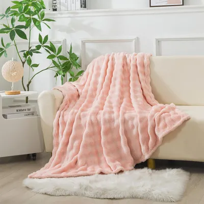 Obrázok produktu pre Flanelová deka 153 x 203 cm, ružová, Umelá kožušina, pre pohovku