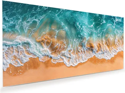 Produktbild von Glasbild 60x30cm in XXL für Wohnzimmer, Schlafzimmer Motiv Meereswellen