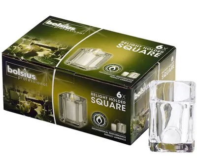 Produktbild von Bolsius Kerzenhalter Square Relight Transparent - 6 Stück