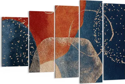 Produktbild von Bild auf Leinwand - Leinwandbild - 5 Teile - Die Farben Formen Geometrie - 150x100cm - Wand Bild - Wanddeko - Wandbilder - Leinwanddruck - Bilder - Wanddekoration - Leinwand bilder - EG150x100-5098