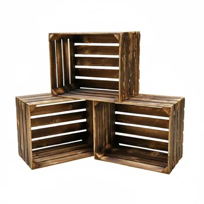 Bella - Scatola Di Legno Fiammata, 40 X 30 X 25 Cm, Per Vino, Per