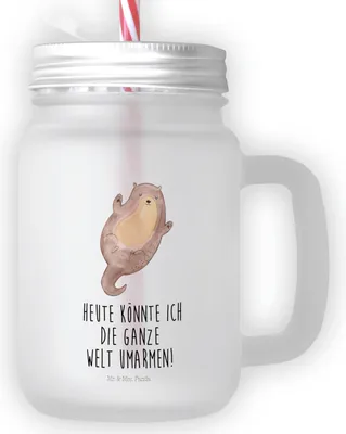 Produktbild von Mr. & Mrs. Panda Trinkgefäß Otter Umarmen - Transparent - Geschenk, gut Gelaunt, Seeotter See, glücklich, Trinkglas mit Deckel, Glas, dessertglas, Hallo, Cocktailglas