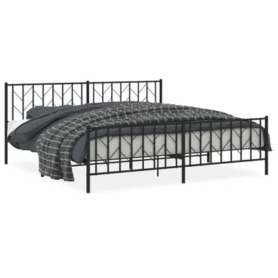 Zdjęcie produktu dla vidaXL Rama łóżka z wezgłowiem i podnóżkiem metalowa czarna 200x200 cm