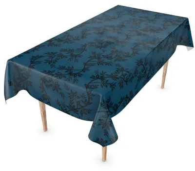 Produktbild von ANRO Tischdecke Wachstuch Haus- & Gartentischdecke Liane Efeu Blau 140x240 cm