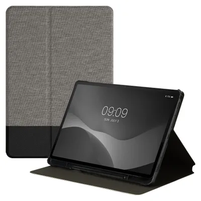 Produktbild von kwmobile Schutzhülle kompatibel mit Samsung Galaxy Tab S8 / Galaxy Tab S7 - Hülle Slim - Tablet Cover Case mit Ständer Hellgrau Schwarz