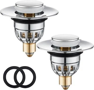 Produktbild von Famanu Pop-up Waschbeckenstöpsel Set 2 Stück - Edelstahl, für 34-40 mm Abflussloch