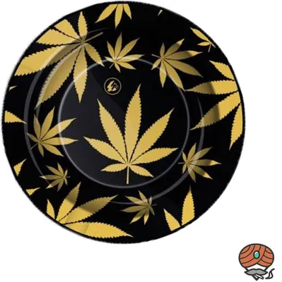 Produktbild von FIRE-FLOW Aschenbecher / Ashtray Small - Leaves Gold, Metall, Ø 14 cm