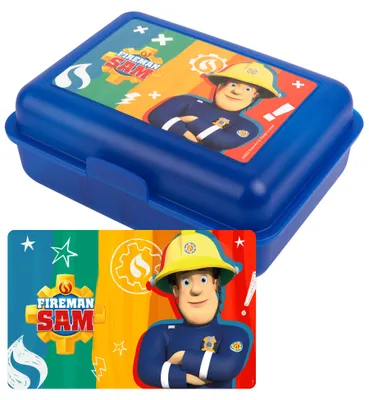 Produktbild von Feuerwehrmann Sam Brotdose - Lunchbox Butterbrotdose mit Trennwand Blau