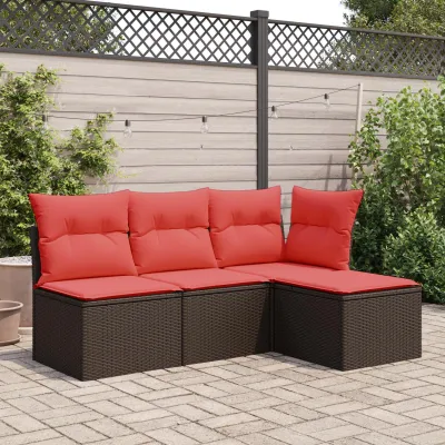 Immagine prodotto di vidaXL Sgabello da giardino con cuscino marrone 55x55x37 cm Poly Rattan