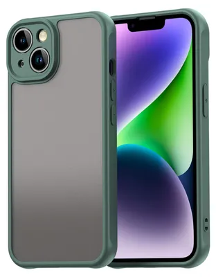Produktbild von Matt Hülle für iPhone 13 mit Kameraschutz, Transluzente Matt Rückseite Stoßfeste Handyhülle Grün