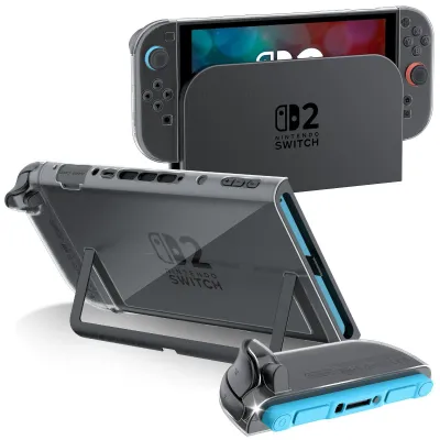Productafbeelding van Transparante beschermhoes voor Nintendo Switch 2 met schokbestendige en krasbestendige behuizing voor console en Joy-Con