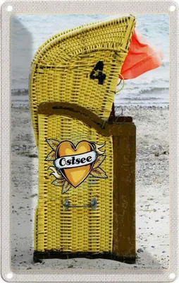 Produktbild von vianmo Blechschild 30x20 cm Ostsee Strandkorb gelb Meer Strand Bildmotiv Reisemotiv Abenteuer Reisen Urlaub