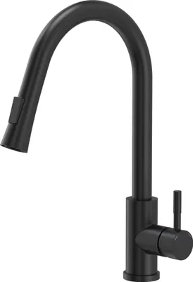 Obrázok produktu pre Kuchynská batéria QUADRON 360°, JULIA SteelQ, farba: čierna, výška: 42,5 cm Funkcia QFix, kuchynská batéria z nehrdzavejúcej ocele, kuchynská batéria