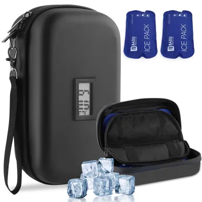 Insuline-Kühltasche mit Temperaturanzeige, 2 Kühlakkus, TSA-geprüft