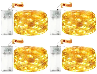 LED-Lichterkette mit Timer, 6 Stück, 2 m, 20 LEDs, warmweiß