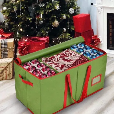 Productafbeelding van Kerstbewaarbox met twee compartimenten - groen