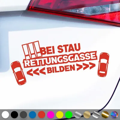 Produktbild von PantherPixel Rettungsgasse Aufkleber Bei Stau bilden freihalten Sticker Auto Geschenkidee Farbe Rot