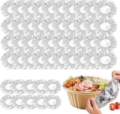 Produktbild von Wiederverwendbare Alufolie 50 Stück, Lebensmittelabdeckung hitzebeständig bis 120°C, Frischhaltefolie für Küche, Töpfe, Schüsseln & Pfannen