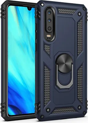 Produktbild von LaimTop Huawei P30 Pro Hülle, Hybrid Robuste Rüstung Drehbarer Ring Halter Ständer Dual Layer Hard PC + TPU Stoßfest Schutzhülle für Huawei P30 Pro Navy
