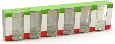 Zdjęcie produktu dla kieliszki do wódki 25ml 6szt. X złoty pasek