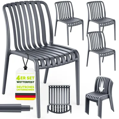 Immagine prodotto di Set di 4 sedie da giardino tillvex® impilabili e resistenti alle intemperie | Sedie da esterno con portata fino a 120 kg | Sedie da giardino per esterni | Sedie da terrazza, mobili da giardino, balcone, giardino e terrazza