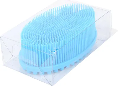 Productafbeelding van Siliconen babyborstel voor sensorische stimulatie, massage, baden, tactiele training, hoofdhuidmassage en haren wassen (blauw)