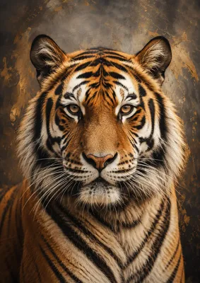 Immagine prodotto di Poster del Tigre, formato DIN A2 – Stampa su tela raffigurante un potente ritratto di tigre, finitura opaca