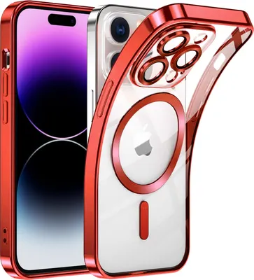 Immagine prodotto di Custodia per iPhone 11 Pro Max con protezione Magsafe e fotocamera, custodia magnetica ultra sottile con copertura trasparente rosso
