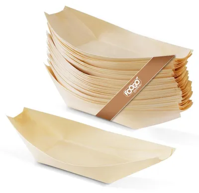 50 Bambus-Servierboote, 17,8 cm, FSC®-zertifiziert, biologisch abbaubar