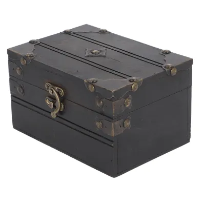 Obrázek produktu pro Retro Vintage dřevěné šperkovnice poklad skladovací box organizátor kontejner případ truhla Trinket Box pro dívky přítelkyně ženy šedá
