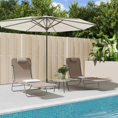 Produktbild von The Living Store Sonnenliegen Klappbar 2 Stk. Braun Textilene und Stahl