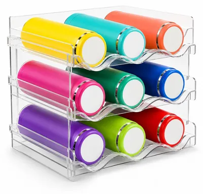 3er-Set stapelbare Flaschenhalter für 9 Flaschen, transparent