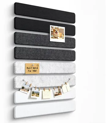 Productafbeelding van Zelfklevende vilt prikbord met 40 punaises, 8-delig, prikbordstrips, viltbord, memobord, fotowand, wanddecoratie voor thuis en kantoor