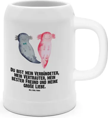 Produktbild von Mr. & Mrs. Panda Seidel Axolotl Freundin - Weiß - Geschenk, Liebe, Valentinstag, Humpen, Krug, Molch, Bierbecher, Bier, Steinkrug, glücklich