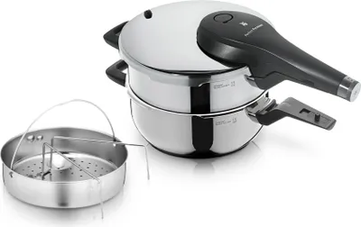 Produktbild von WMF Perfect Premium One Pot Schnellkochtopf-Set mit Dampfgareinsatz, 22 cm, 4,5 und 3,0 Liter, stapelbar 1511007363 4000530705334