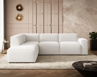 Produktbild von GrainGold Ecksofa L-Form Links Eluno - Moderne Ecksofa, Wohnzimmer Ecksofa - Eckcouch Weiß (Quelle 01)