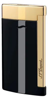 Feuerzeug Slim 7, 7 mm, schwarz/gold, Butan, Metall