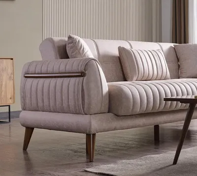Produktbild von Luxus 2 Sitzer Couch Polster Sofa Textil Couchen Garnitur Zweisitzer Beige