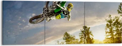 Produktbild von Bild auf Leinwand - Leinwandbild - Motorrad Extrem Spaß Wettbewerbe - 150x50cm - Wand Bild - Wanddeko - Leinwanddruck - Bilder - Kunstdruck - Leinwand bilder - Wandkunst - CA150x50-2854