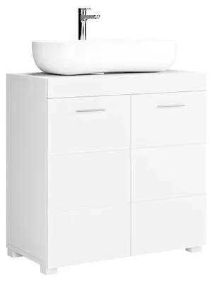 Immagine prodotto di Mobile da bagno - Mobile sottolavabo - 2 ante, 2 ripiani - Legno - Ripiano regolabile - 60x31x60 cm - Bianco