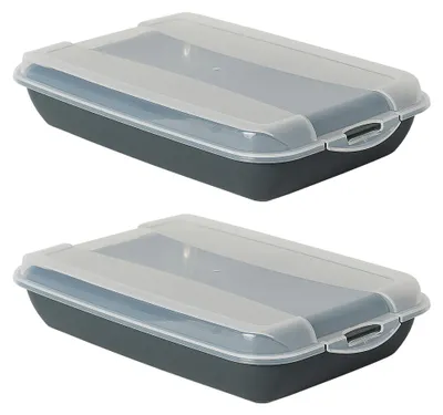 Produktbild von Novaliv 2er-Set Anthrazit Premium Aufschnittbox mit Transparentem Deckel, Frischhaltedosen für Wurst & Käse Maße 25x17x5 cm Kühlschrank Organizer Knäckebrotbox Wohnung must-have Küchen Gadgets